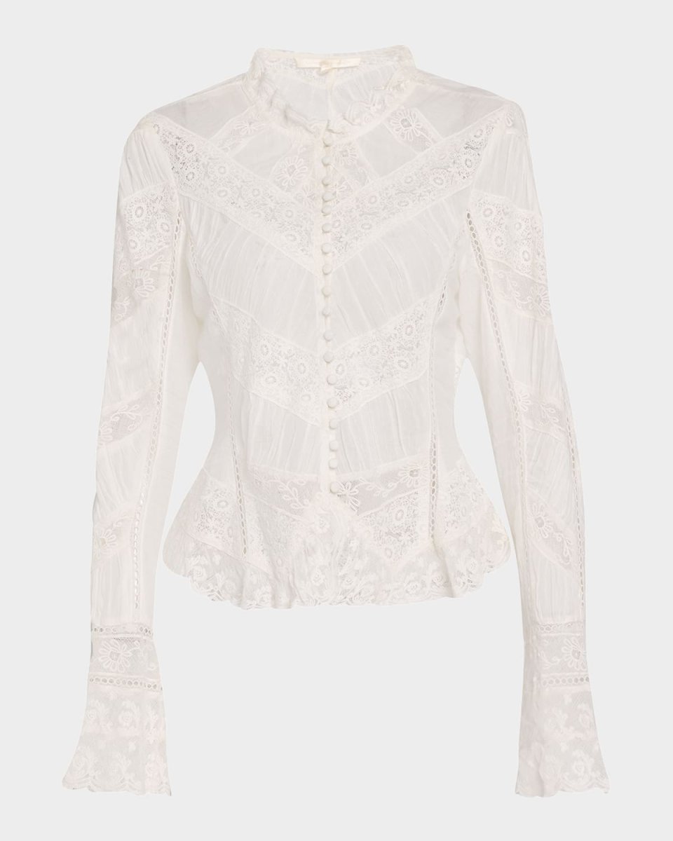 Beline Embroidered Button-Front Top